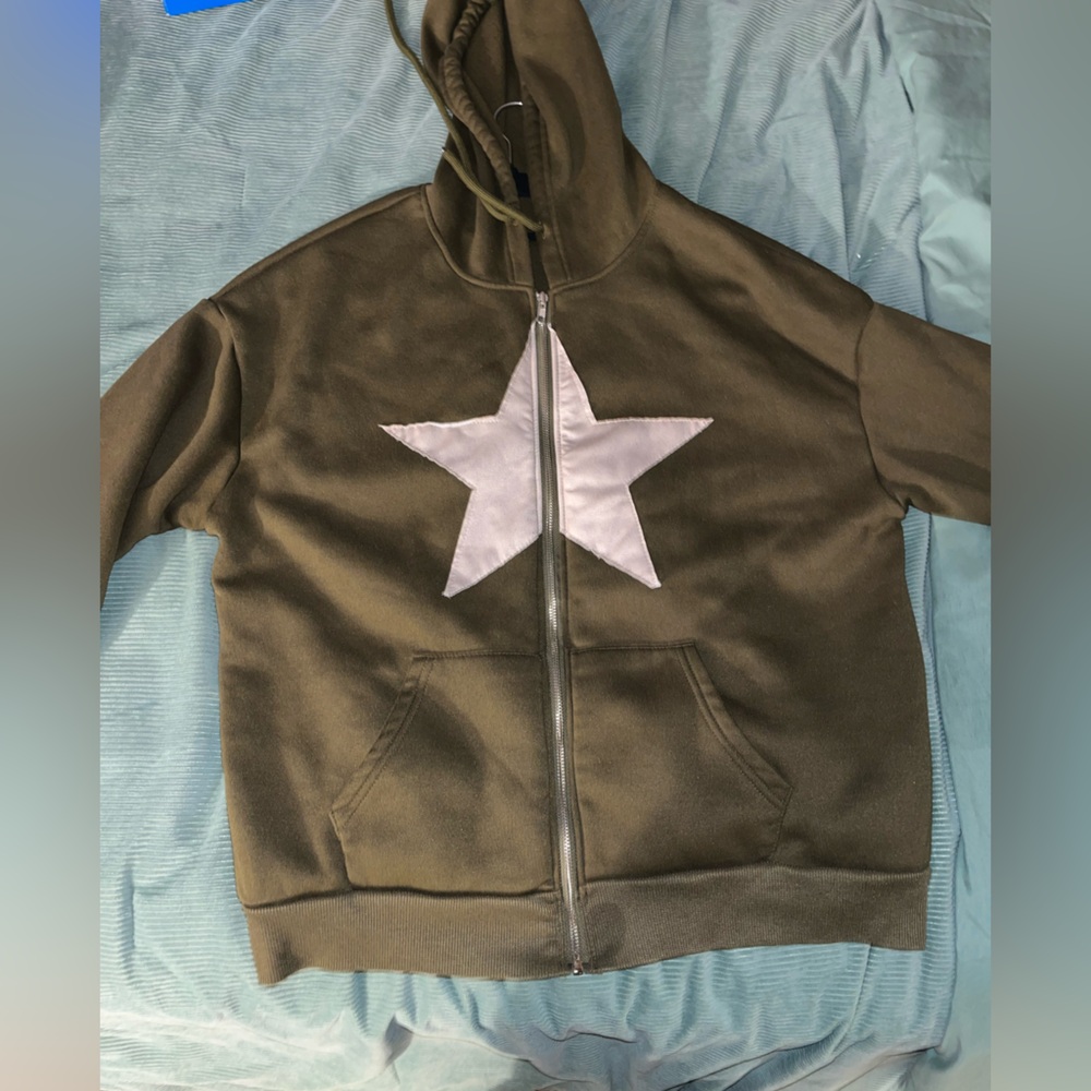 Olive Green Hoodie with Star
